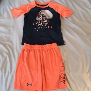 Boys Under Armour 2 piece shirt and short set
